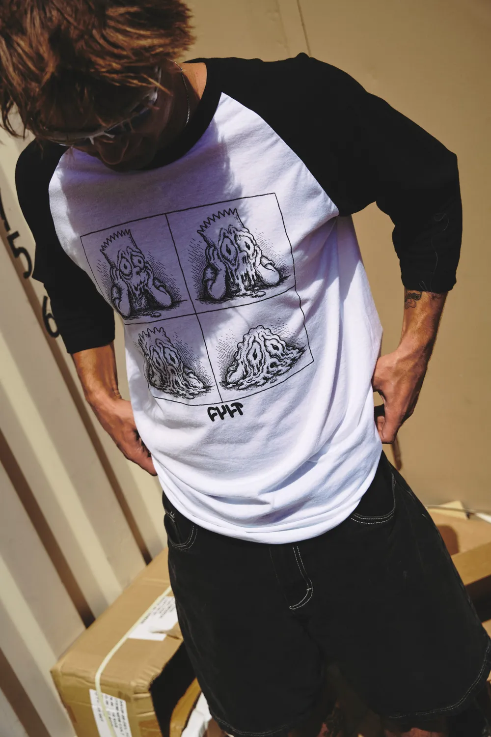 Cult Crew Melted 3/4 Raglan μπλούζα δίχρωμη
