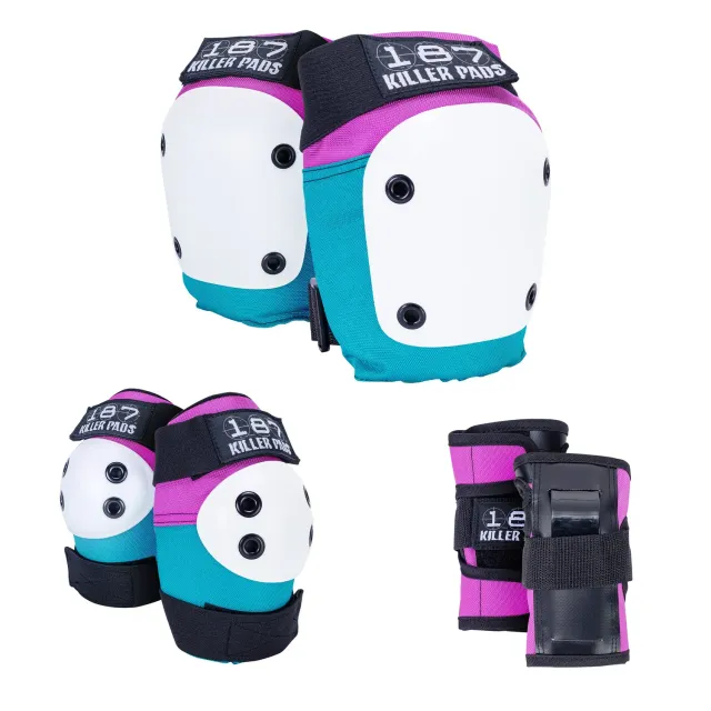 187 Killer Pads Six Pack σετ προστατευτικών Pink/Teal για skate