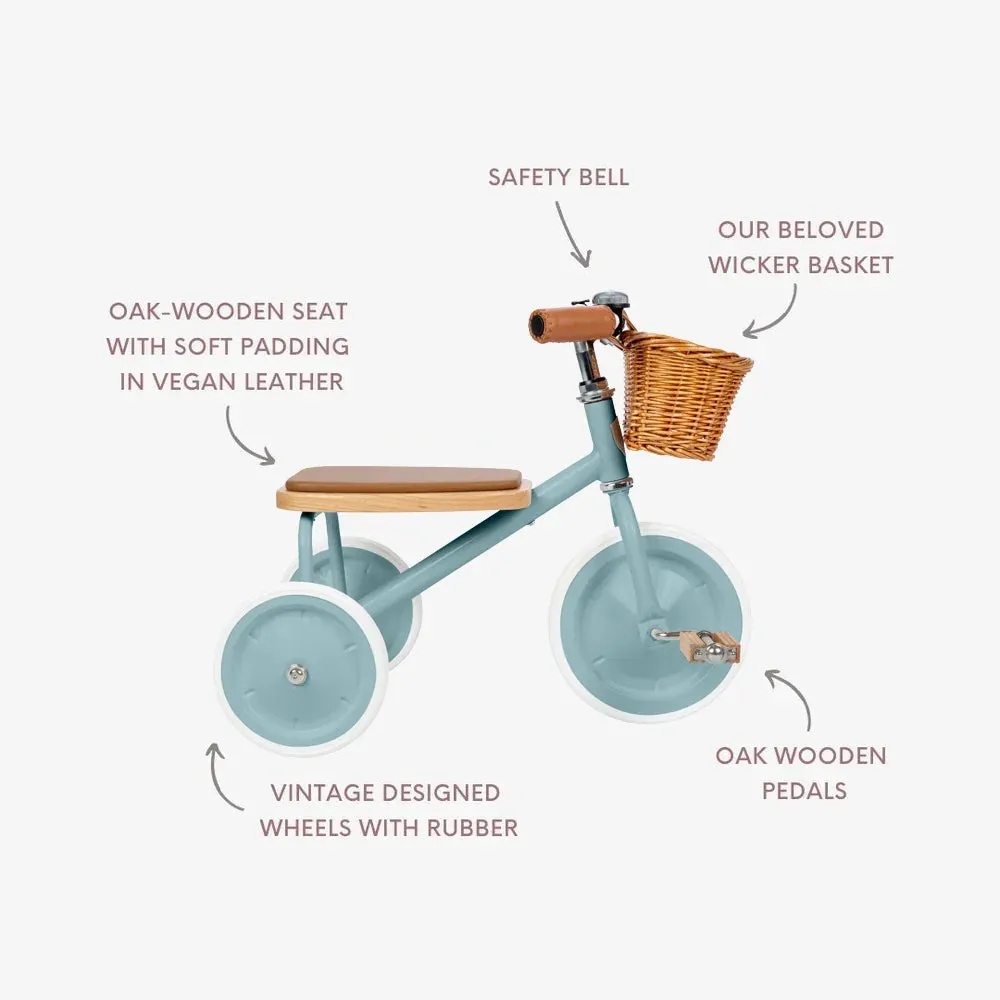 Banwood Vintage Trike τρίκυκλο πετρόλ με καλάθι