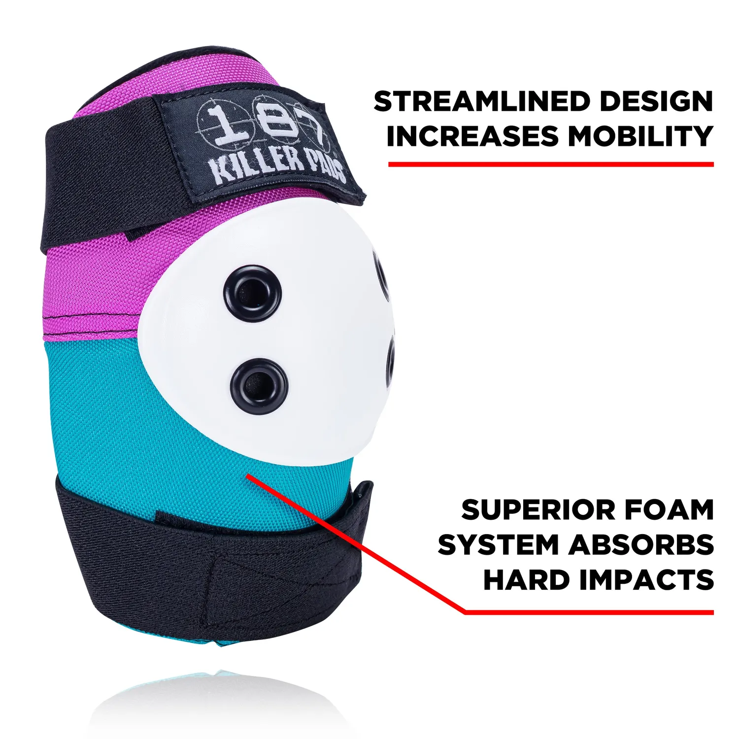 187 Killer Pads Six Pack σετ προστατευτικών Pink/Teal για skate