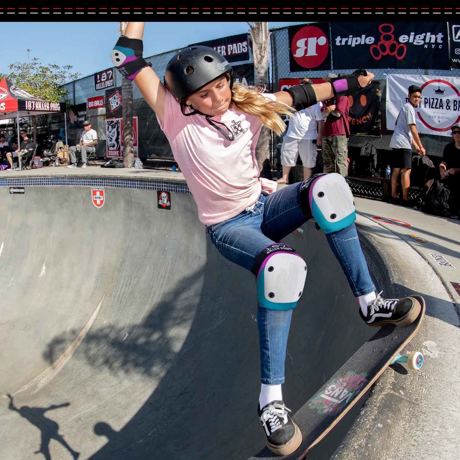 187 Killer Pads Six Pack σετ προστατευτικών Pink/Teal για skate